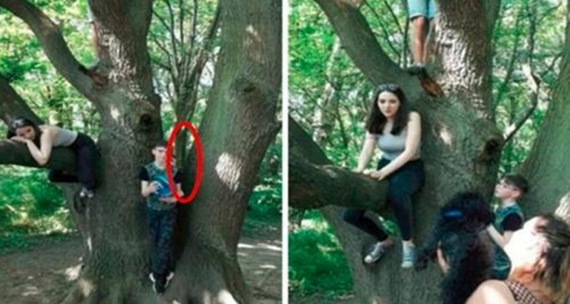 Mãe tira foto de filhos em parque e se desespera com detalhe assustador atrás do menino, confira;